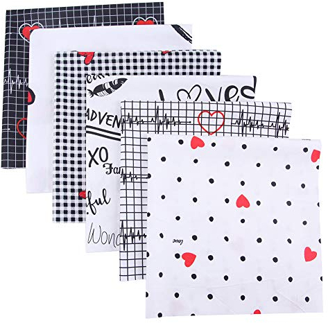 Baumwollstoff Meterware Stoffpaket 25 x 25CM, Quiltstoff DIY-Bastelsets Baumwolltuch Stoffe für Nähmaterialien Nähen Stoff Patchwork Kunsthandwerk,Maskenherstellung, Handarbeiten, 6 Stück Weiß