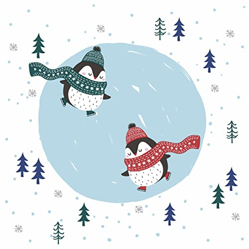 Serviette Pinguine im Winter 20 Stück 20 Stück