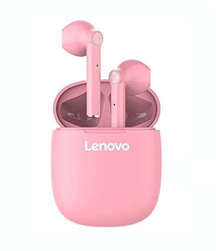 Lenovo HT30 - Auricolari Bluetooth 5 Stereo senza fili, auricolari auricolari auricolari con controllo touch, microfono incorporato, scatola di ricarica compatta - rosa