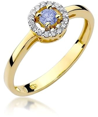 Damen Ring 585 14k Gold Gelbgold echt Tansanit Edelstein Diamanten Brillanten