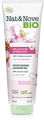 Nat&Nove Bio – Gel de ducha Hidratante, para todo tipo de piel, con Flor de Cerezo Orgánica. Hidrata y limpia suavemente la piel. Bio y Vegano.