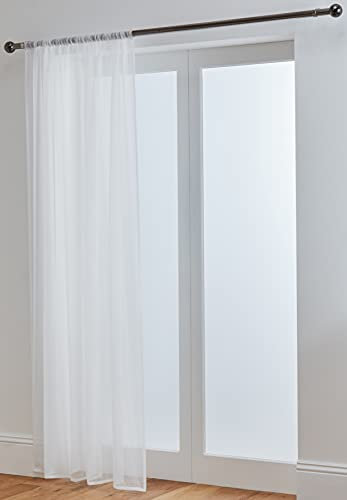 John Aird Lucy Woven Voile Slot Top Curtain Panel (White, 58 Wide x 90 Drop)