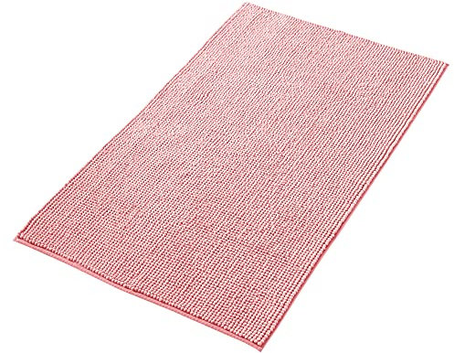 Decomira Badematte rutschfest | Als Badteppich Set kombinierbar | Badezimmer-Teppich Bad-Vorleger waschbar aus Chenille | Duschvorleger für Dusche, Badewannen, WC Deko | Rosa - 70x120 cm