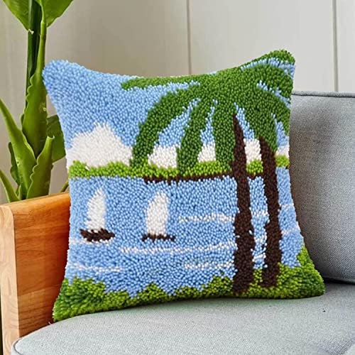 ROCKY&CHAO Myriad Choices Knüpfteppich Zum Selber Knüpf-Sets mit Kissen knüpfen 43x43cm Kissenbezug für Erwachsene und Kinder Latch Hook Kit Heimaccessoire, Wandkunst