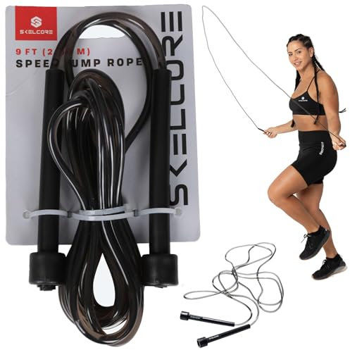 Skelcore 9ft Speed Skipping Rope - Rapid Speed Jump Rope with Memory Foam Handles, Ideal for Double Under Jump Rope, Aerobic Exercise, and Extreme Jumping Rope For Workout