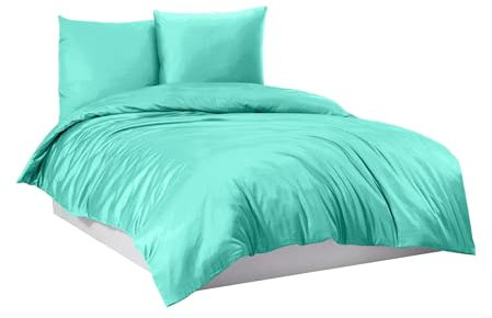 Mixibaby Bettwäsche Bettgarnitur Bettbezug Baumwolle 135x200 155x220 200x200 200x220, Größe:200 x 220 cm, Design Bettwäsche:Mint Uni
