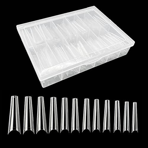 JZK 240x XXL Curve C Transparent demi capsules ongles americaine extra longs bouts ongles de cercueil pour extension acrylique, faux ongles longs pour ongles gel pointe d'extension nail art