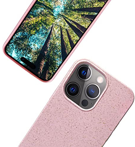 eplanita Eco Mobile Phone Case Compatible with iPhone 15 Pro, Plant Fibre, Drop Protection Cover, Durable and Sustainable (for iPhone 15 Pro, Pink)
