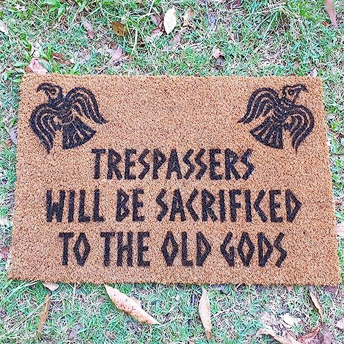 Old Gods Trespassers Door Mat - Viking Decor - Magic Decore - Pagan Mat - Norse Homewares - Halloween Day Non Slip Floor Mat for Home Bathroom Kitchen Entrance 36X24 Inch