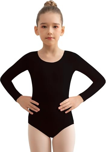 Mulnall Mädchen Team Basic Langarm Tanztrikots für Ballett Kinder Baumwolle Turntrikots Tanz Outfit für Frauen Kleinkinder Tanzbekleidung(3028-06-M)