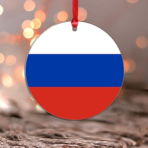 Yelolyio Russische Nationalflagge, transparent, rund, Acryl, Weihnachtsschmuck, Russland, hängende Weihnachtsbaumschmuck, Dekorationen, Sammlerstück, Geschenk, Weihnachtsbaumdekoration