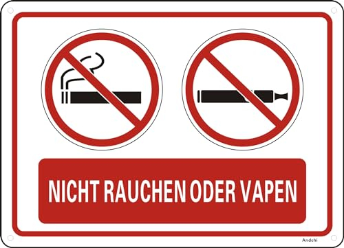 Andchi 2tlg. Rauchverbotsschild Rauchenverbotschild Rauchen Vapen Verboten Schild für Büro Hotel Restaurant Metall 25x18cm (Vapen+Rauchen Verboten)