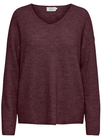 ONLY Damen ONLCAMILLA V-Neck L/S Strickpullover KNT 15204588, Port Royale/Detail:Melange,S