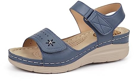 JABASIC Damen Sandalen Hohe Arch Orthopädische Schuhe Trekkingsandalen (37,Marine)