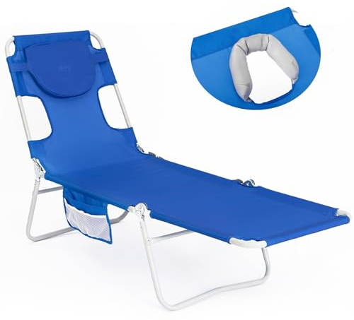 #WEJOY Sonnenliege Klappbarer mit Lesefenster, Liegestuhl Klappbar 5-Position-Verstellbare Rückenlehne Leicht Gartenliegestuhl mit Kopfstütze Strandliege klappbare für Strand Garten Terrasse Camping