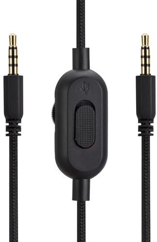 Alphatec AW720H AW920H AW310H AW510H AW988 Replacement Audio Cable, Compatible with Alienware Headphones, 3.5mm to 3.5mm Male Stereo Jack Cord, 5.3 Ft (1.6 meters), Inline Mic/Remote Control, Black