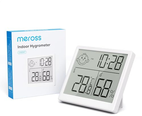 Meross Termometro Igrometro Digitale, Termoigrometro Professionale Per Interni Per La Misurazione della Temperatura e dell'umidità Nell'ambiente Domestico