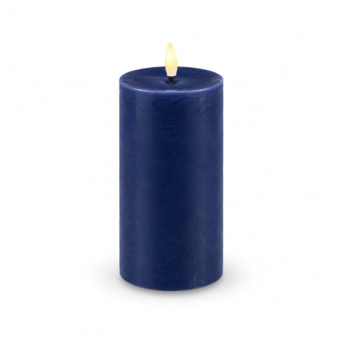 ReWu Homeart LED Kerze Deluxe, Indoor LED-Kerze mit Realistischer Flamme auf einem Echtwachsspiegel, Warmweißes Licht, Royal Blau, 5 x 10 cm, Echtwachs
