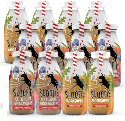 Sloofie- der Hundesmoothie,12er SENSITIV MOROMIX (6xMoro, 6xPferd) je 250ml, der natürliche Hundesnack, Made in Germany