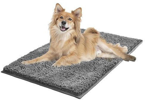 LYXLBX Clean mat, Premium cleany mat Hund 60 x 90 cm,Schmutzfangmatte Hunde,wasserdicht Teppich für Hund,Fußmatte Innen waschbar,für Eingang,Haustür & Flur,Dunkelgrau-90 x 120 cm