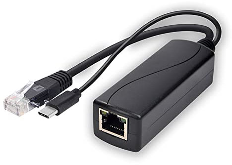 Aurgiarme DC48V Entrée vers DC5V Sortie POE Splitter PoE Injecteur MicroUSB Type C DC5.5x2.1mm DC3.5x1.35mm Interface pour Caméra IP Poe Splitter 5V 2.1mm Microusb 1GB Adaptateur USB C