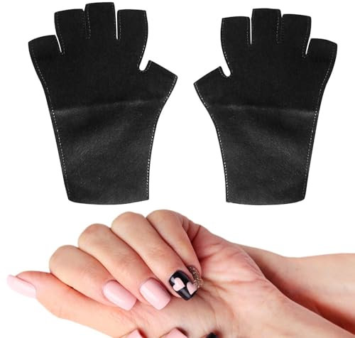 UV Protection Gloves,Fingerless Gloves for Lamp Light | Black Nail Manicure UPF 50+, Skin Care Gloves for Nails, Gel Nails, Nail Arts, Manicures