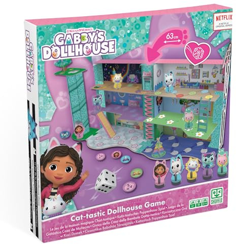 Shuffle – Jeu de société Gabby : Le Jeu Chat' tastique - Jeu de Plateau 3D Gabby et la Maison Magique - Enfants & Famille - À partir de 4 Ans - De 2 à 4 Joueurs, Rose
