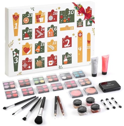 Gleamkid Adventskalender 2024 - Hochwertiger Adventskalender mit 24 Beauty-Momenten, Weihnachtskalender mit Make-up Produkten wie Lipglosse