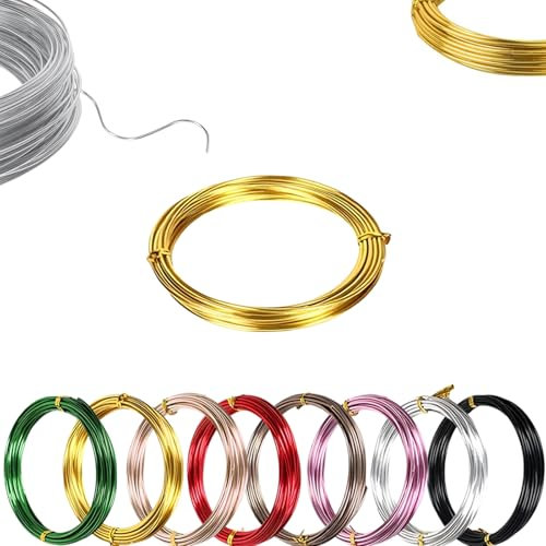 30m Gold Aluminum Craft Wire 2mm 12 Gauge,Thick Crafting Bendable Sculpting Copper Wires,Weaving Wrapping Florist Metal Wire for Jewellery Making,Modelling,Bead Floral Making Skeleton Wires
