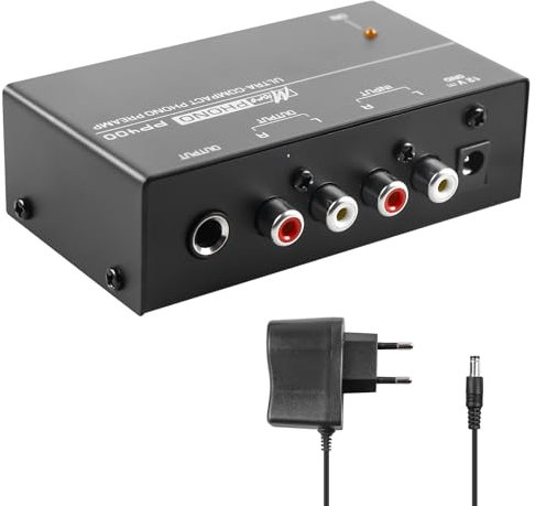 Phono Vorverstärker, Phono Preamp für Plattenspieler mit M/M-Abtast-Systemen, Elektronischer -Audio-Stereo-Phonographen-Vorverstärker, RCA Input & Output Interfaces, Phonographen-Vorverstärker