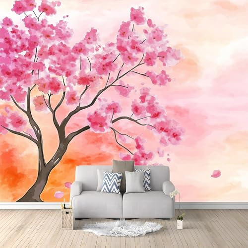 Arbre À Fleurs D'Oranger Papier Peint Effet 3D Rose Orange Photo Peintures Murales Salon Tv Canapé Thème Hôtel De Luxe Couloir Fond Mur Peinture Décor À La Maison 200x140 cm