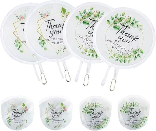 ALNKDH 4 Pcs Wedding Folding Hand Fans,Round Folding Fan,Summer Handheld Folding Fans Beautiful Patterns For Wedding Party Home Decor Personal Decoration (4Pcs Wedding)