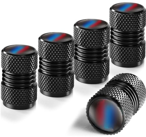 Garegce 5Pcs Alloy Tyre Valve Caps, Car Tyre Caps Universal Aluminium Metal, Leak-Proof Dust Caps for Car Tyres, Tyre Caps for Cars, Motorcycles - Style 1