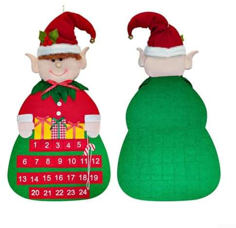 Niedlicher Adventskalender zum Aufhängen an der Wand mit dem Weihnachtsmann, feiert die Tage, die zu Weihnachten führen (B)