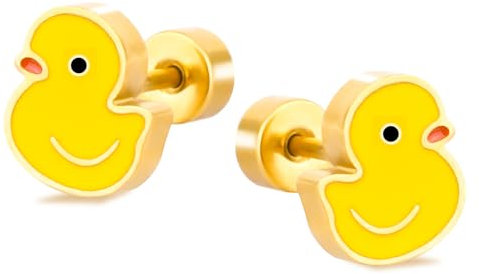 Enten Ohrstecker, Gelbe Enten Ohrringe Zarte Goldene Enten-Ohrstecker Schmuckgeschenk für Frauen Cartoon-Tier-Ohrringe Schmuckgeschenke Ohrringe für Freunde und Familie