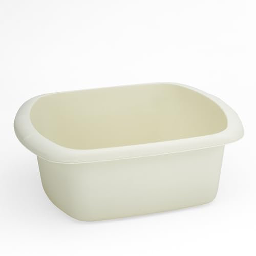 Washing Up Bowl for Sink | Cream Small Rectangular Plastic Sink Bowls (9 Liter Capacity) | Wash Up Basin Bowl for Kitchen Sinks