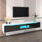 Jaxenor Floating TV Unit with 16 Colour LED Lighting, High Gloss Wall Mounted TV Cabinet for 80 Inch TVs, Modern Entertainment Storage for Living Room, Black & White, 180×35×30cm
