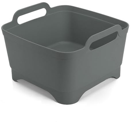TIMIFUN Washing Up Bowl with Sink Plug Strainer, Sink Strainer, Square Washing Up Bowl, Wash Drain Kitchen Washing Up Bowl with Handles and Draining Plug
