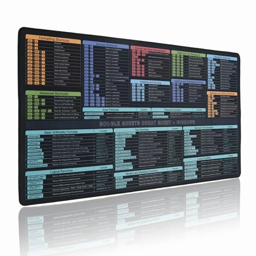 Google Sheet Cheat Sheet Mouse Pad, Large Mousepad Shortcuts for Google Excel Spreadsheet, Gaming Pad for Desk, Waterproof Anti Slip Keyboard Pad, Windows(80x40CM)