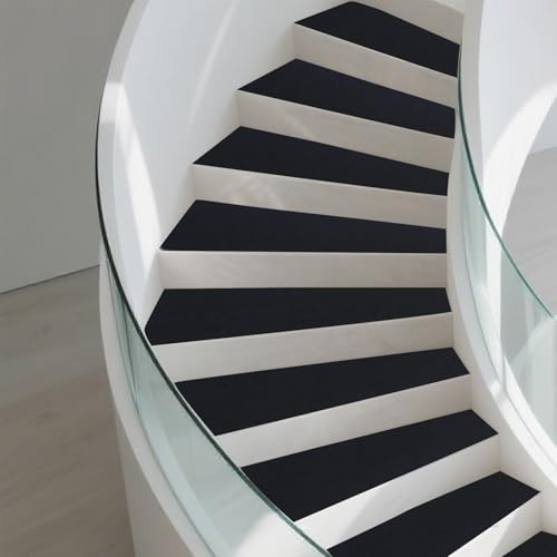 MC MEICHUANG 20x60cm Non-Slip Stair Treads Carpet 15 Pack,Stair Runner Indoor with Self-Adhesive,Stair Pads Perfect for Elders and Pets (Black)