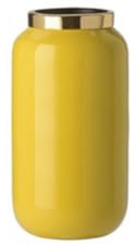 [W0526] [W] Saigon, Vase mit Metallring, XXS(H12cm), gelb/gold, 6x12x6cm