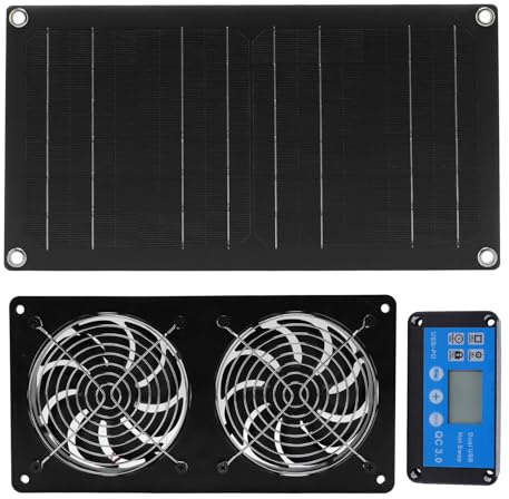 XUMIUZIY 20 W Solarbetriebener Abluftventilator, 2er Pack 6 Zoll Hochleistungslüfter mit Zeitschaltuhr, für Gewächshaus, Hühnerstall, Schuppen, Hundehütte Im Freien