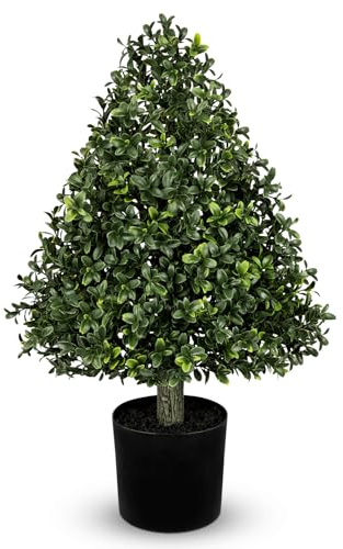 Oairse Künstlicher Buchsbaum im Topf 60 cm Kunstpflanze in Tränenform Kunstpflanze wie echt für Wohnzimmer, Schlafzimmer, Büro, Eingangsbereich, Garten