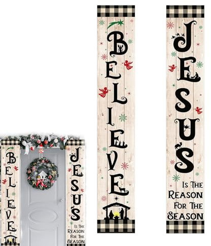 ETUCYNG Christmas Nativity Scene Garage Door Banner - 2 Pieces Outdoor Banner Nativity Scene, Lightweight Fabric Panel for Indoor Outdoor Gate Entrance Home Garages