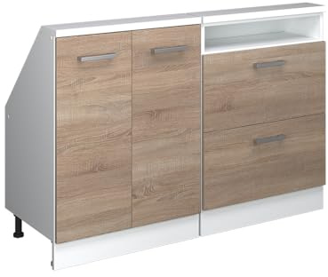 Vicco Dachschrägenschrank-Set Rion, Sonoma/Weiß | B120 x T46 cm, 2er Set, platzsparend für Dachschrägen