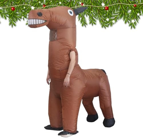 Déguisement Gonflable en Forme De Cheval, Tenue De Festival Gonflable Drôle Fantaisie Intégrale, Costumes De Cheval Drôles pour Adultes Et Adolescents, pour Adultes, Couples, Famille, Amis,