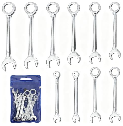 GYSRXS 10 Piezas Mini Llaves Trinquete Combinadas 4-11mm Juego de Llaves Fijas Juego de Llaves para Reparación de Bicicletas Automóviles y Electrodomésticos