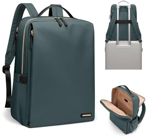 Elegante Zaino per Laptop da Donna Approvato Dalla Compagnia Aerea Perfetto per il Lavoro, l'università e i Viaggi Zaino Multifunzionale Casual Adatto a Notebook da 14 Pollici (Verde Scuro)