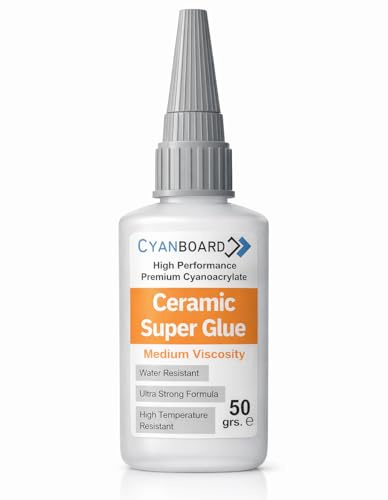 Cyanboard Ceramic Super Glue 50g - Extra Strong Clear Adhesive for Ceramic, Porcelain, Pottery & China - Waterproof Heat Resistant Repair Glue for Tiles, Figurines, Mugs & Crafts