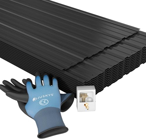 JUSKYS® Profilblech Anthrazit - 14er Set, Verzinkter Stahl, UV-beständig, hohe Tragfähigkeit, mit vorgebohrten Löchern, 110x45 cm, 0,23 mm